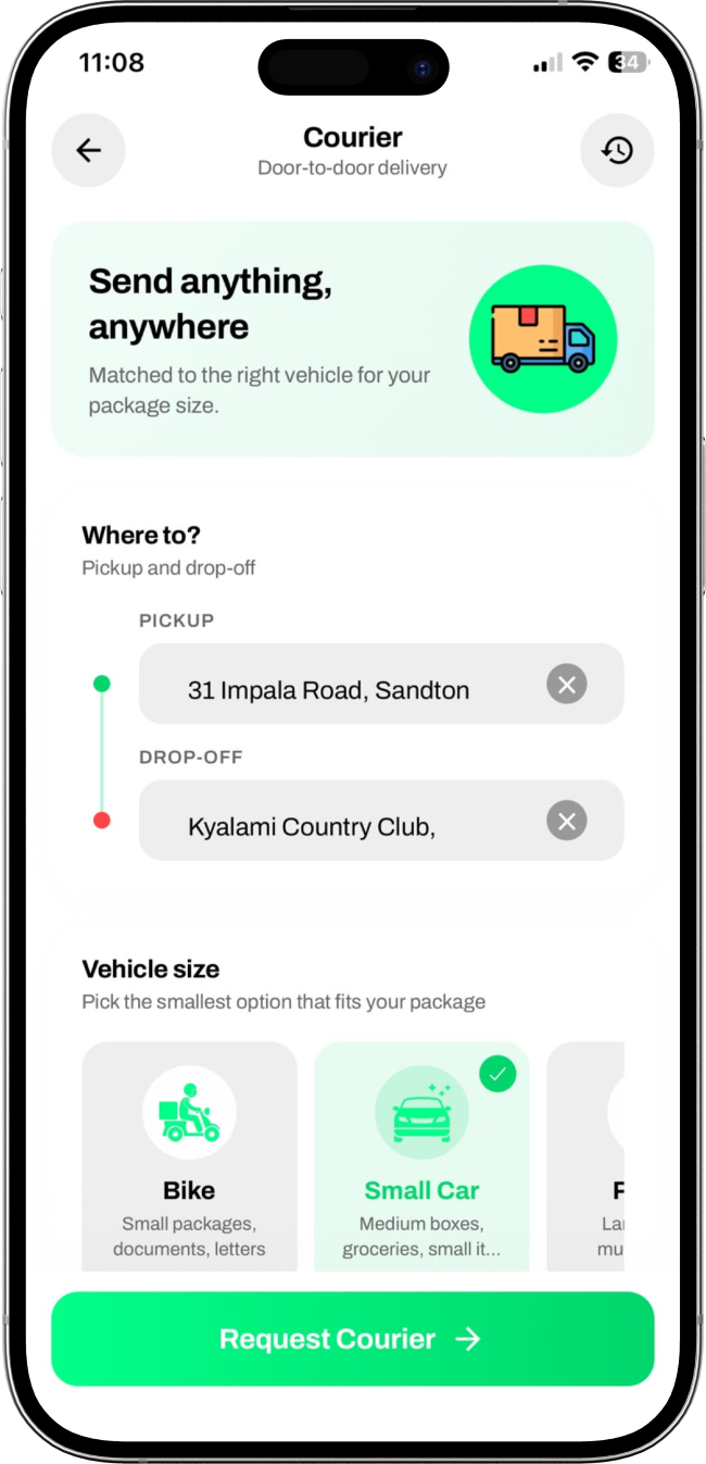 Arrivvi courier screen
